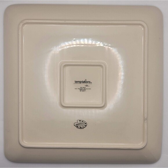 Temptations by Tara Square Old World Green 10.5" Dinner Plates NEW - Picture 4 of 4